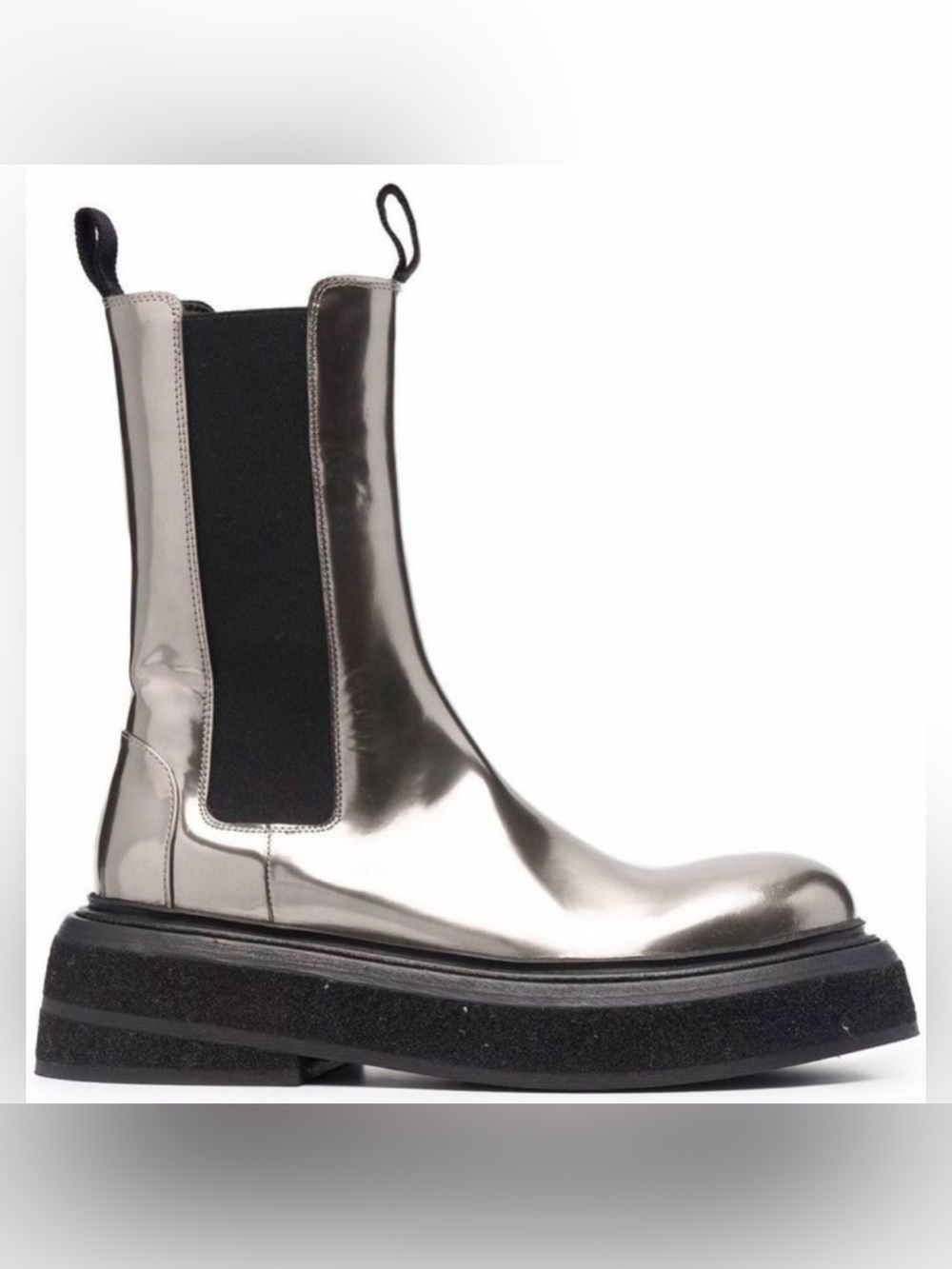Marsèll Zuccone Chelsea Boots Silver Metallic Leather Chunky Sole 7.5
